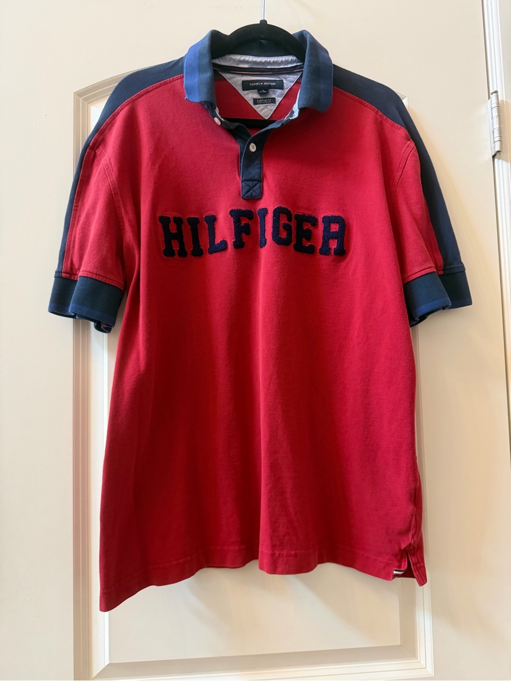Tommy Hilfiger Spell Out Short Sleeve Polo Shirt. Preppy. Collegiate. Rugby. XL